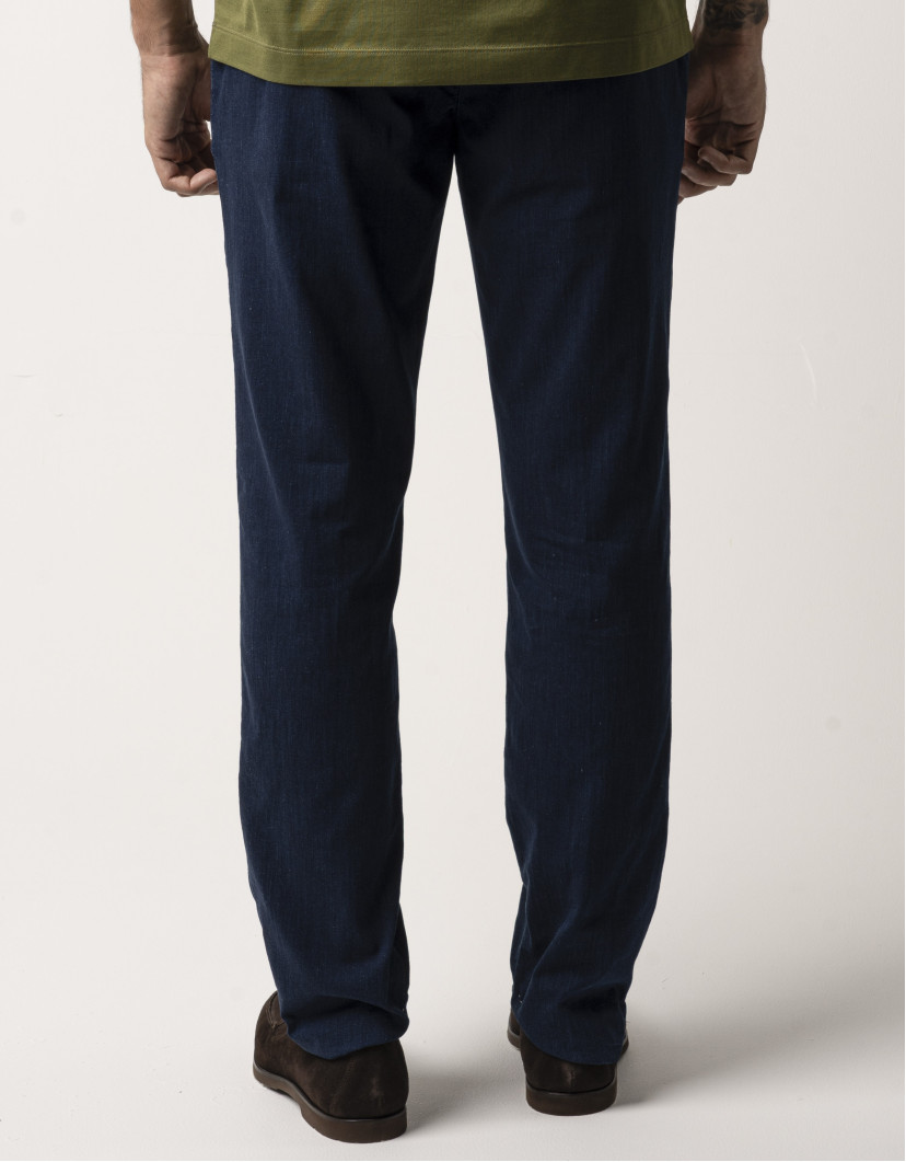 Scissor Scriptor Dark Blue Fine Cotton Denim Chinos image